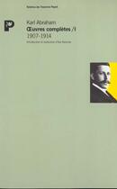 Couverture du livre « Oeuvres complètes /1 » de Karl Abraham aux éditions Payot