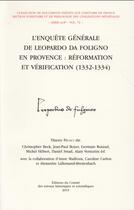 Couverture du livre « L'enquête générale de Leopardo da Foligno en Provence : réformation et vérification (1332-1334) » de Thierry Pecout aux éditions Cths Edition