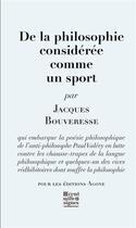 Couverture du livre « De la philosophie considerée comme un sport » de Jacques Bouveresse aux éditions Agone