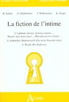 Couverture du livre « La fiction de l'intime - v. larbaud, amants, heureux amants, beaute, mon beau - souci ..., mon plus » de Charbonnier/Salado aux éditions Atlande Editions