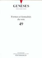 Couverture du livre « Formes et formalités de vote » de Nicolas Mariot aux éditions Belin