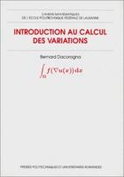 Couverture du livre « Introduction aux calcul variations » de Dacorogna aux éditions Ppur