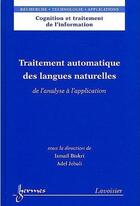 Couverture du livre « Traitement automatique des langues naturelles cognition et ti rta » de Biskri aux éditions Hermes Science Publications