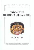 Couverture du livre « Indonésie : retour sur la crise » de  aux éditions Maison Des Sciences De L'homme