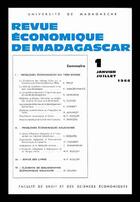 Couverture du livre « Revue économique de madagascar t.1 » de Madagascar aux éditions Cujas