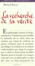 Couverture du livre « La recherche de la verite » de Michel Barat aux éditions Dervy