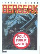 Couverture du livre « Berserk Tome 15 » de Kentaro Miura aux éditions Glenat