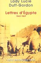 Couverture du livre « Lettres d'egypte » de Duff-Gordon Lady Luc aux éditions Payot