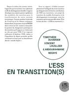 Couverture du livre « L'ESS en transition(s) » de Abdourahmane Ndiaye et Vincent Lhuillier et Thimothee Duverger aux éditions Bord De L'eau