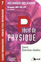 Couverture du livre « Precis T.7 ; Mecanique Des Solides Mp-Pc-Pt » de Queyrel aux éditions Breal