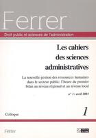 Couverture du livre « Cahiers des sciences administratives (les), n 1. la nouvelle gestion des ressources humaines dans le » de  aux éditions Cefal