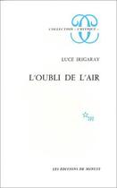 Couverture du livre « L'oubli de l'air » de Luce Irigaray aux éditions Minuit