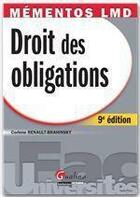 Couverture du livre « Mémentos LMD-droit des obligations (9e édition) » de Corinne Renault-Brahinski aux éditions Gualino