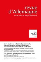 Couverture du livre « La revolution au subjectif. une histoire d en bas de la revolution allemande de 1918-1919. elections » de Valerie Carre aux éditions Pu De Strasbourg