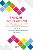 Couverture du livre « Le français pour et par un enseignant performant ; actes du XIVe congrès mondial de la FIPF t.9 » de  aux éditions Iggybook