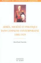 Couverture du livre « Armee Et Societe En Espagne ; Synthese » de Jean-Louis Guerena aux éditions Editions Du Temps
