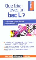 Couverture du livre « Que faire avec un bac l ? » de Pascal Fitzner aux éditions Studyrama