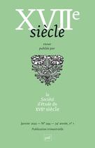 Couverture du livre « Xviie siecle 2022, n.294 » de  aux éditions Puf