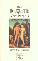 Couverture du livre « Vert Paradis » de Max Rouquette aux éditions Paris