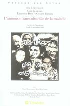 Couverture du livre « L'annonce transculturelle de la maladie » de Pons et Lesoeurs et Babany aux éditions Teraedre
