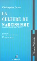 Couverture du livre « La culture du narcissisme » de Christopher Lasch aux éditions Climats