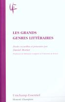 Couverture du livre « Les Grands Genres Litteraires » de Daniel Mortier aux éditions Honore Champion