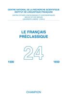 Couverture du livre « Revue le francais preclassique » de Selosse Philippe aux éditions Inalf