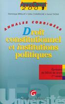 Couverture du livre « Annadroit 2001. droit constitutionnel et institutions publiques » de Breillat/Thomeagne aux éditions Gualino