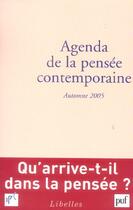 Couverture du livre « Agenda de la pensée contemporaine ; automne 2005 » de Francois Jullien aux éditions Puf