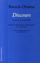 Couverture du livre « Discours ; 20 janvier - 9 octobre 2009 » de Barack Obama aux éditions Des Equateurs