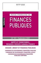 Couverture du livre « Revue francaise de finances publiques n 151-septembre 2020 - impot et territoires : regards croises » de  aux éditions Lgdj