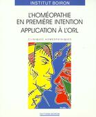 Couverture du livre « Homeopathie en orl » de Institut Boiron aux éditions Boiron