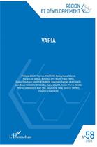 Couverture du livre « Revue région et développement : Varia » de Revue Region Et Developpement aux éditions L'harmattan