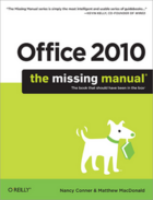 Couverture du livre « Office 2010 ; the missing manual » de Nancy Conner aux éditions O'reilly Media