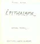 Couverture du livre « Epithalame » de Michel Butor aux éditions Carte Blanche