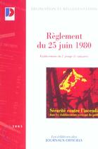 Couverture du livre « Règlement du 25 juin 1980 » de  aux éditions Documentation Francaise