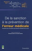 Couverture du livre « De la sanction à la prévention de l'erreur médicale » de Georges David aux éditions Tec Et Doc
