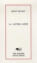 Couverture du livre « La lettre d'été » de Herve Micolet aux éditions Cheyne