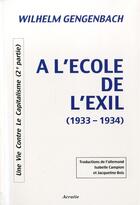 Couverture du livre « A l'ecole de l'exil (1933-1934) » de  aux éditions Acratie