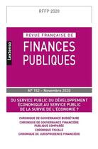 Couverture du livre « Revue francaise de finances publiques n 152-novembre 2020 » de  aux éditions Lgdj