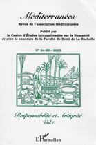 Couverture du livre « Revue méditerranées t.34.35 : responsabilité et antiquité » de Revue Mediterranees aux éditions L'harmattan