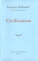 Couverture du livre « Civilisation » de Georges Duhamel aux éditions Mercure De France