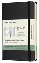 Couverture du livre « Agenda 18 mois semainier ; poche noir rigide (édition 2019/2020) » de  aux éditions Moleskine