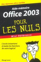 Couverture du livre « Office 2003, mini reference » de Doug Lowe aux éditions First Interactive