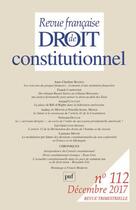 Couverture du livre « REVUE FRANCAISE DE DROIT CONSTITUTIONNEL T.112 » de Revue Francaise De Droit Constitutionnel aux éditions Puf