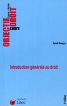 Couverture du livre « Introduction générale au droit » de Daniel Mainguy aux éditions Lexisnexis