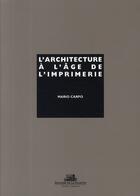 Couverture du livre « L'architecture à l'âge de l'imprimerie » de Mario Carpo aux éditions La Villette