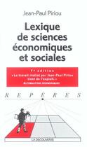 Couverture du livre « Lexique de sciences economiques et sociales (7e édition) » de Jean-Paul Piriou aux éditions La Decouverte