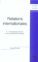 Couverture du livre « Relations internationales - tome 2 » de Tercinet J aux éditions Pu De Grenoble