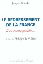 Couverture du livre « Le redressement de la france - il est encore possible... » de Villiers Philippe aux éditions Francois-xavier De Guibert